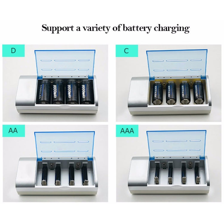 AC 100-240V 4 Slot Battery Charger for AA & AAA & C / D Size Battery, UK Plug Eurekaonline