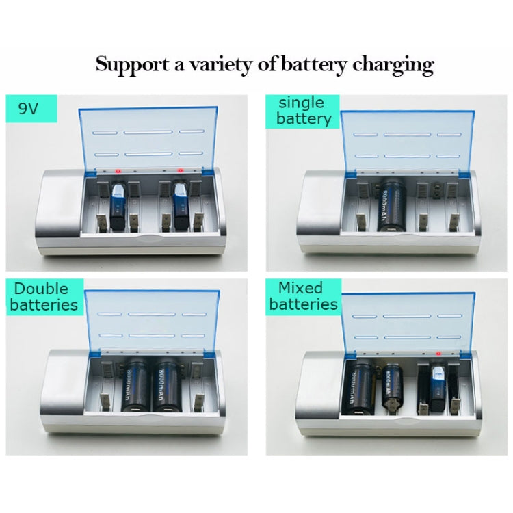 AC 100-240V 4 Slot Battery Charger for AA & AAA & C / D Size Battery, UK Plug Eurekaonline