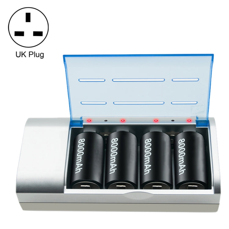 AC 100-240V 4 Slot Battery Charger for AA & AAA & C / D Size Battery, UK Plug Eurekaonline