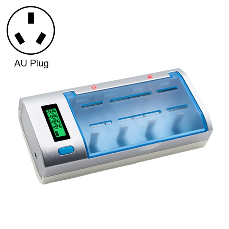 AC 100-240V 4 Slot Battery Charger for AA & AAA & C / D Size Battery, with LCD Display, AU Plug Eurekaonline