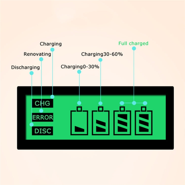 AC 100-240V 4 Slot Battery Charger for AA & AAA & C / D Size Battery, with LCD Display, AU Plug Eurekaonline