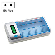AC 100-240V 4 Slot Battery Charger for AA & AAA & C / D Size Battery, with LCD Display, EU Plug Eurekaonline