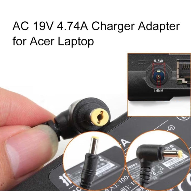 AC 19V 4.74A Charger Adapter for Acer Laptop, Output Tips: 5.5mm x 1.5mm(Black) Eurekaonline