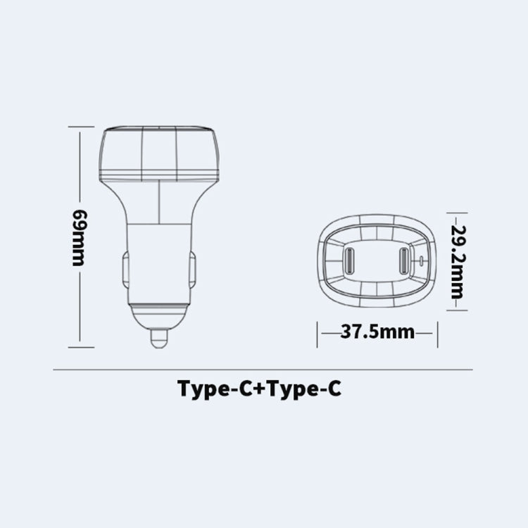 ACC-580 Dual Ports PD 60W Fast Charging Car Charger(White) Eurekaonline