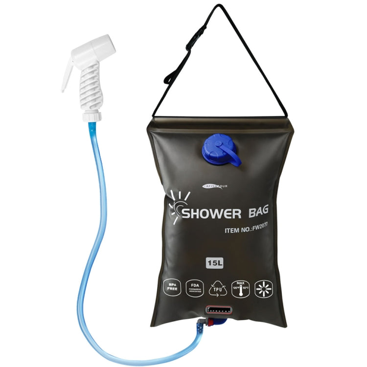 AFISHTOUR FW2077 15L Solar Shower Bag Outdoor Sun Bathing Bag(Black) Eurekaonline