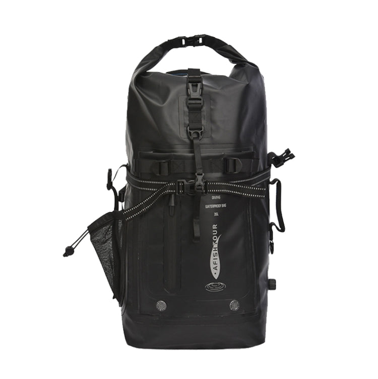 AFISHTOUR FW2079 35L PVC Outdoor Sports Waterproof Bag Diving Large Capacity Backpack(Black) Eurekaonline