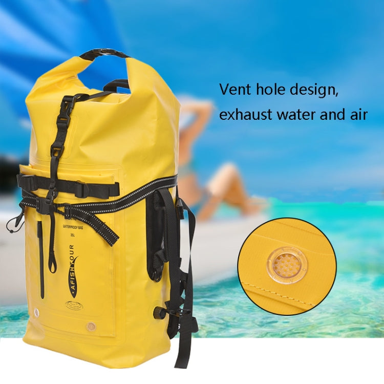 AFISHTOUR FW2079 35L PVC Outdoor Sports Waterproof Bag Diving Large Capacity Backpack(Yellow) Eurekaonline