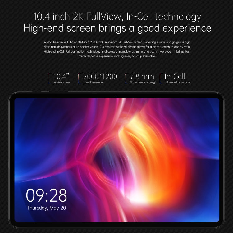 ALLDOCUBE iPlay 40H T1020H 4G Call Tablet, 10.4 inch, 8GB+128GB, Android 10 UNISOC Tiger T618 Octa Core 2.0GHz, Support GPS & Bluetooth & Dual Band WiFi & Dual SIM(Black) Eurekaonline