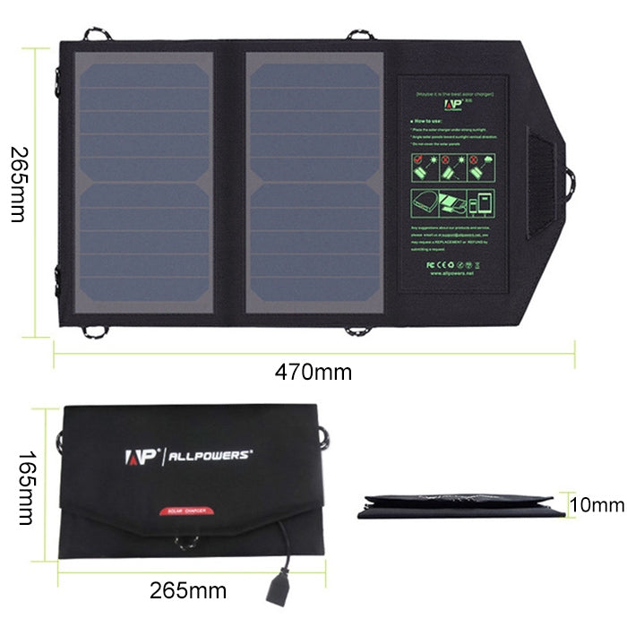 ALLPOWERS Solar Panel 10W 5V Solar Charger Portable Solar Battery Chargers Charging Eurekaonline