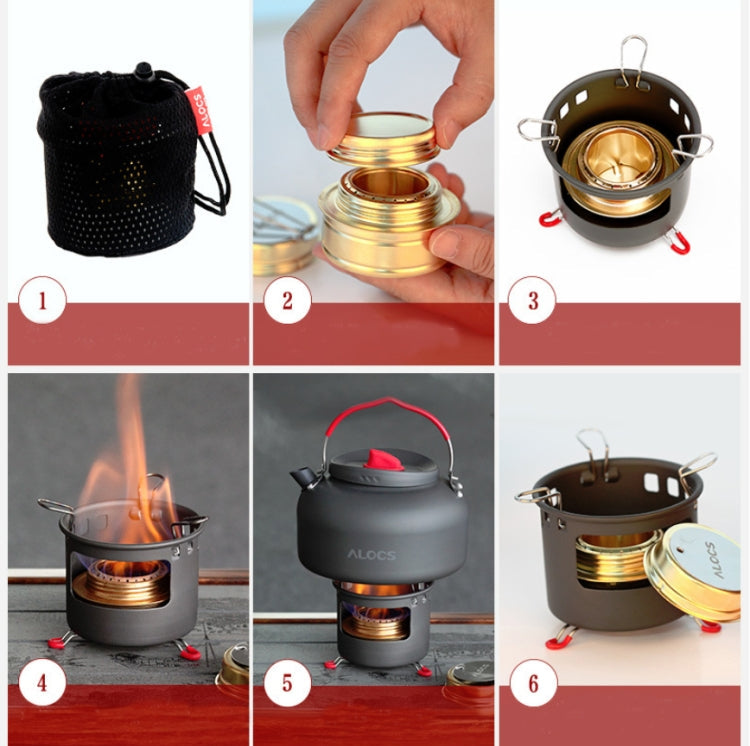 ALOCS CS-B02 Outdoor Alcohol Stove Set High-power Alcohol Burner Eurekaonline