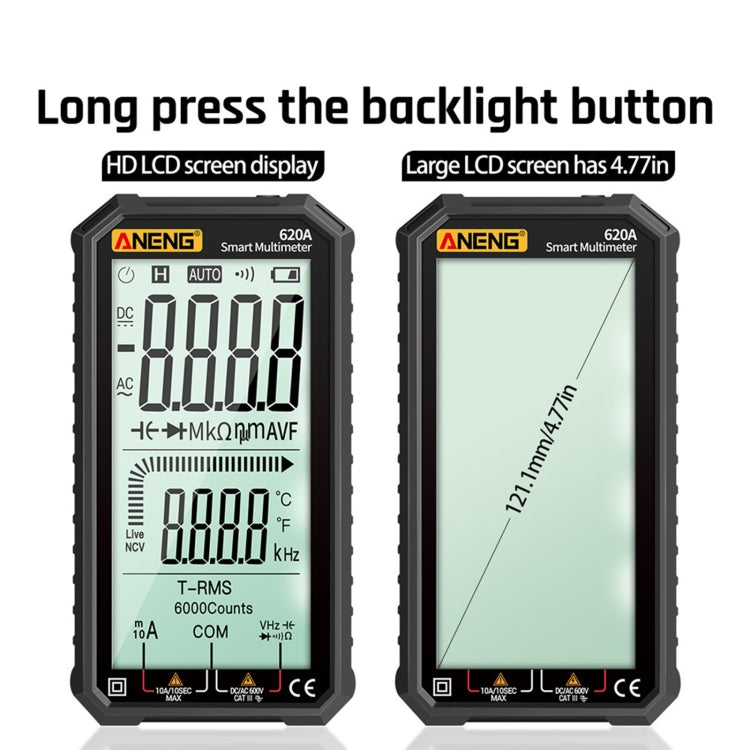 ANENG 620A Full Screen Smart Digital Multimeter(Black) Eurekaonline