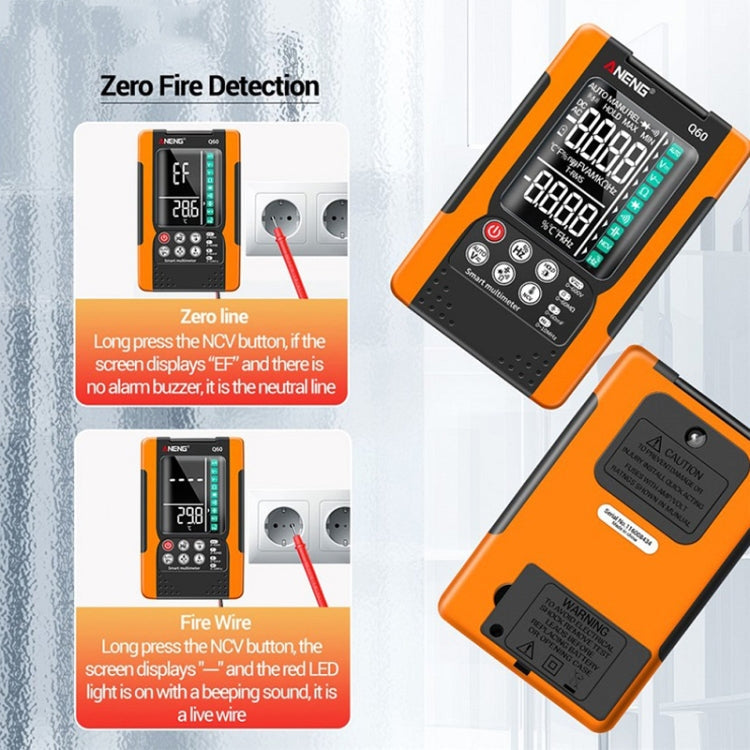 ANENG Automatic Intelligent High Precision Digital Multimeter, Specification: Q60 Intelligent(Orange) Eurekaonline