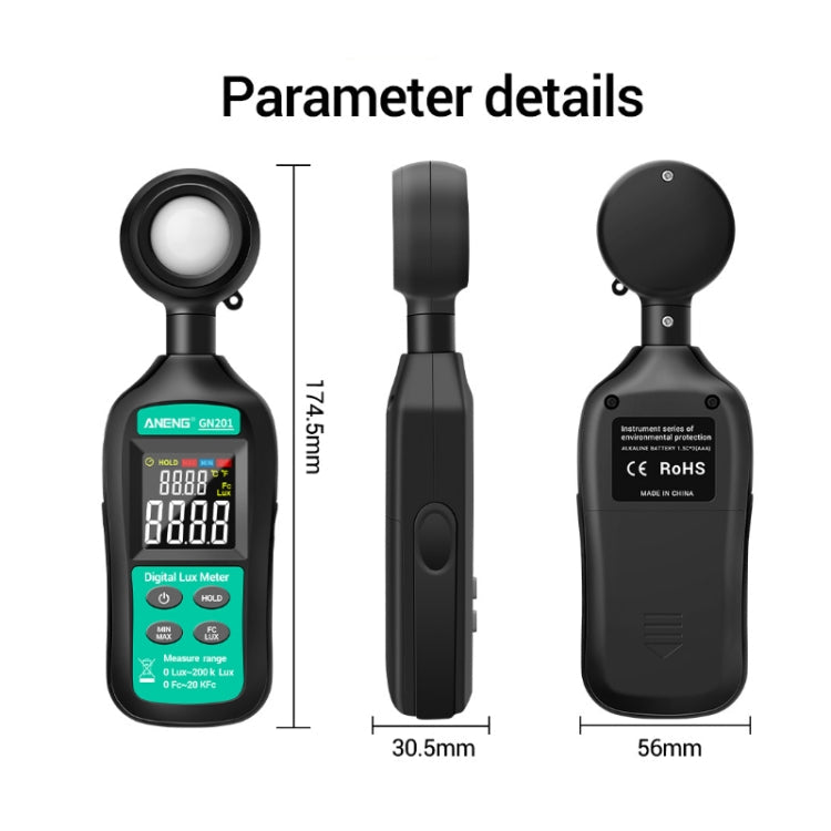 ANENG GN-201 High Precision Handheld Light Meter Eurekaonline