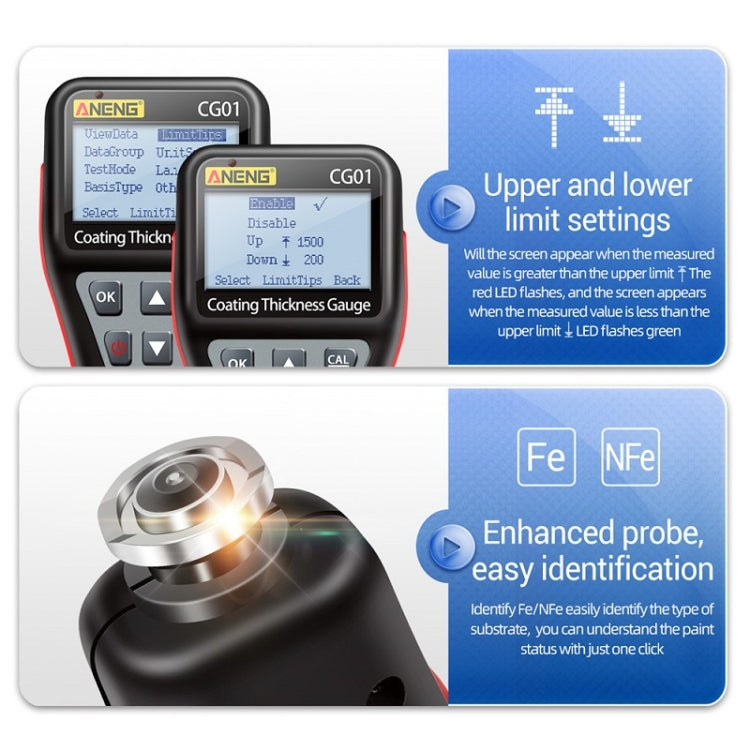 ANENG Iron-aluminum Dual-purpose Coating Thickness Measuring Instrument(CG01) Eurekaonline