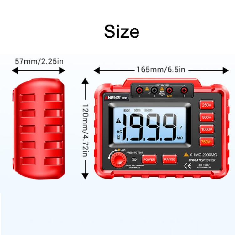 ANENG MH11 High Voltage Digital Insulation Resistance Voltage Tester(Red) Eurekaonline
