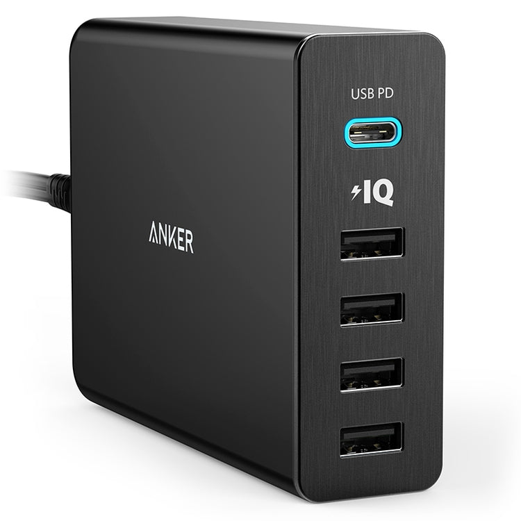 ANKER 2.4A USB-C / Type-C Power Delivery PD + 4 Ports Wall Changer for Mobile Phones / Tables / Macbooks(Black) Eurekaonline