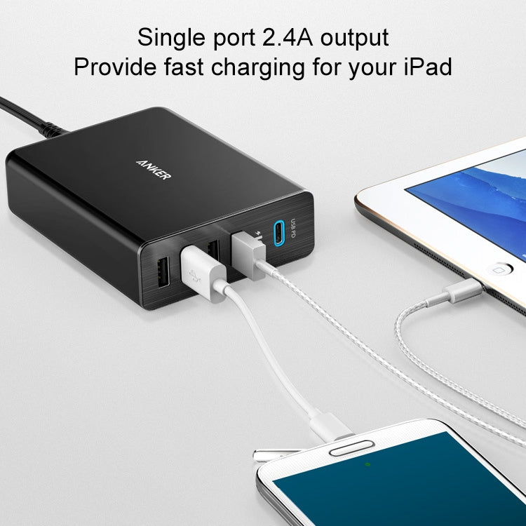 ANKER 2.4A USB-C / Type-C Power Delivery PD + 4 Ports Wall Changer for Mobile Phones / Tables / Macbooks(Black) Eurekaonline