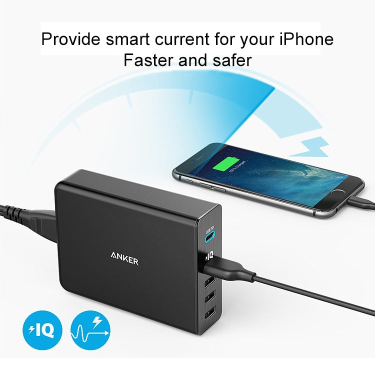 ANKER 2.4A USB-C / Type-C Power Delivery PD + 4 Ports Wall Changer for Mobile Phones / Tables / Macbooks(Black) Eurekaonline