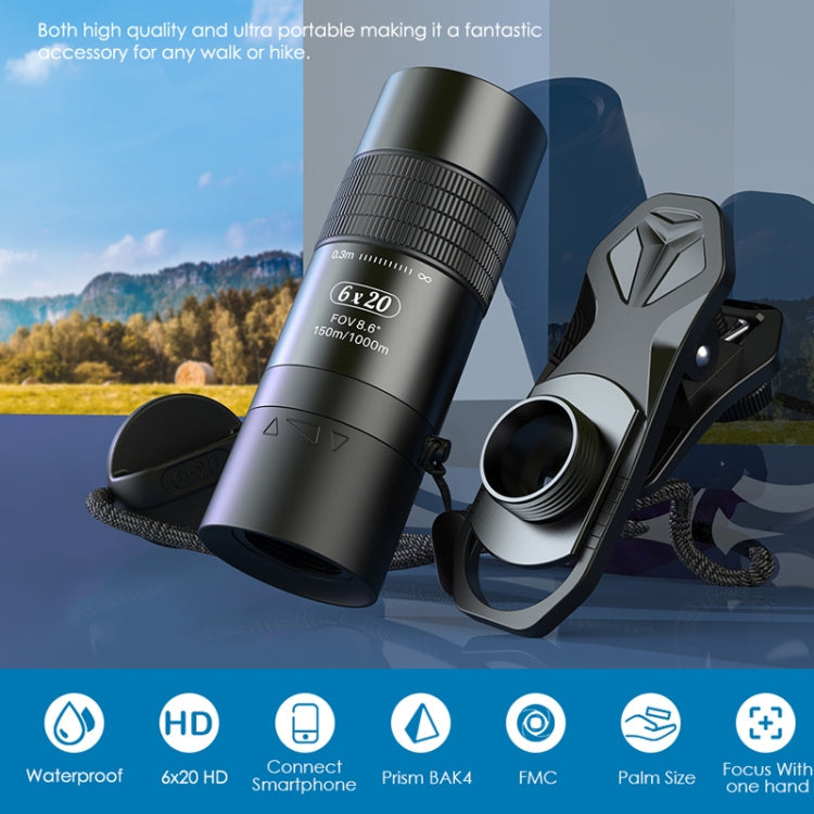 APEXEL 6X 0.3m Closest Focus Telescope Optics Lens Monocular for All Smartphones(Black) Eurekaonline