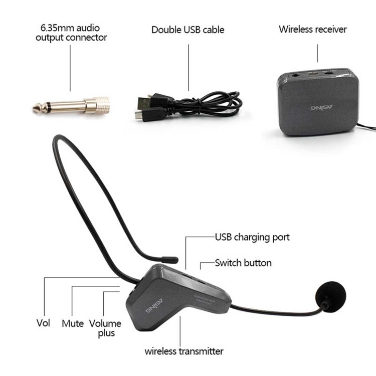 ASiNG WM01 2.4GHz Wireless Audio Transmission Electronic Pickup Microphone, Transmission Distance: 50m Eurekaonline