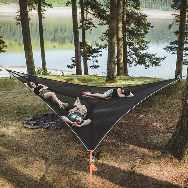 Aerial Multiplayer Triangle Hammock Folding Mesh Hammock Tree Tent,Size:  400x400x400cm Black Eurekaonline