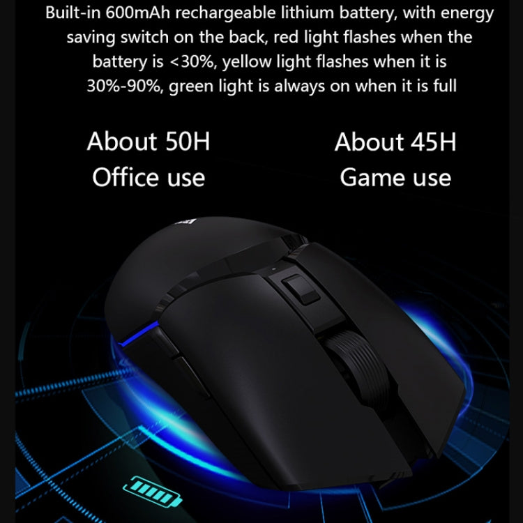 Ajazz I309Pro 1600 DPI 8 Keys Dual Mode Gaming Wireless Bluetooth Mouse(Black) Eurekaonline
