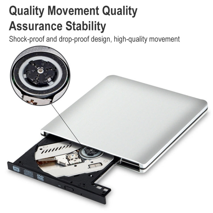 Aluminum Alloy External DVD Recorder USB3.0 Mobile External Desktop Laptop Optical Drive (Black) Eurekaonline