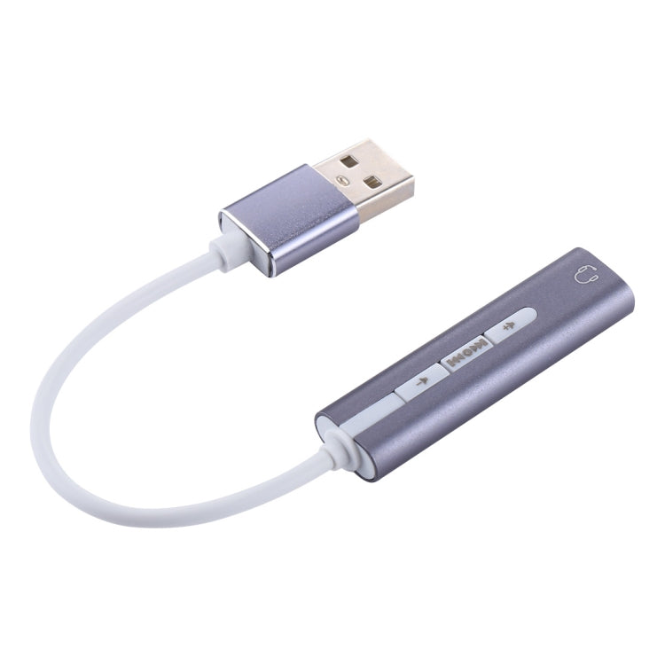 Aluminum Shell 3.5mm Jack External USB Sound Card HIFI Magic Voice 7.1 Channel Adapter Free Drive for Computer, Desktop, Speakers, Headset (Grey) Eurekaonline