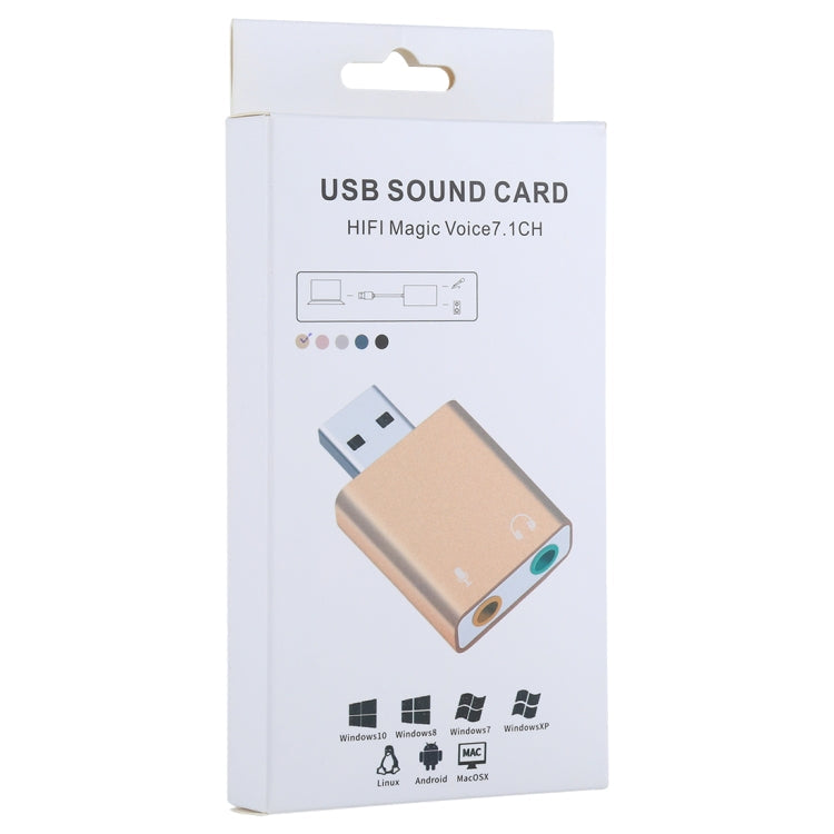 Aluminum Shell 3.5mm Jack External USB Sound Card HIFI Magic Voice 7.1 Channel Adapter Free Drive for Computer, Desktop, Speakers, Headset, Microphone(Gold) Eurekaonline