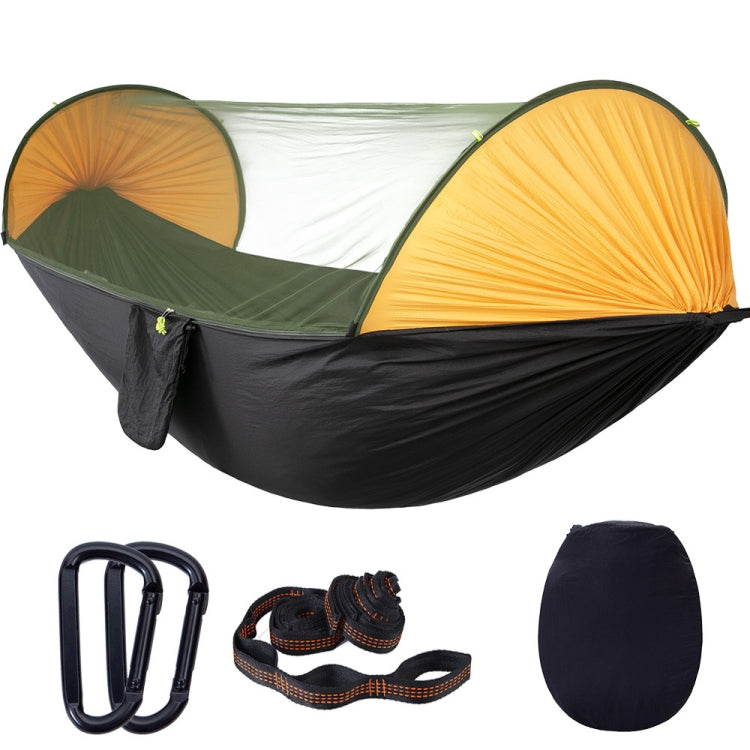 Anti-Rollover Automatic Quick-Opening Mosquito Net Hammock Outdoor Camping Double Anti-Mosquito Hammock, Size: 290x140cm(Yellow Black) Eurekaonline