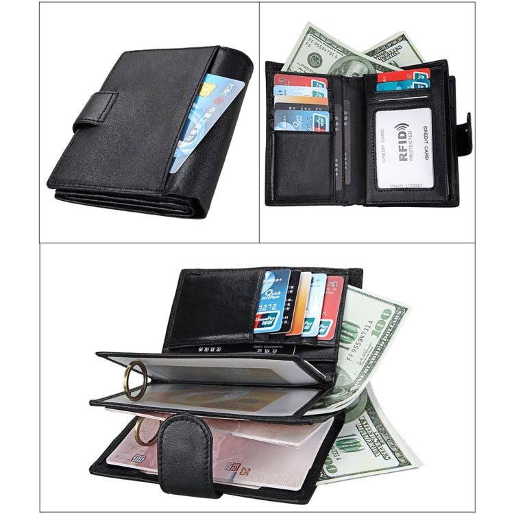 Antimagnet RFID Genuine Leather Wallet / Passport Package / Cowhide Card Slot for man(Black) Eurekaonline