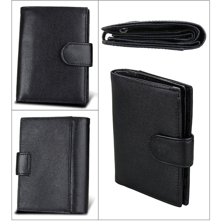 Antimagnet RFID Genuine Leather Wallet / Passport Package / Cowhide Card Slot for man(Black) Eurekaonline