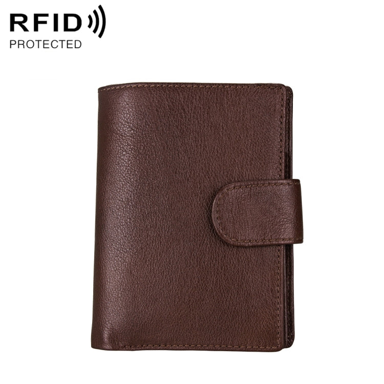 Antimagnet RFID Genuine Leather Wallet / Passport Package / Cowhide Card Slot for man(Coffee) Eurekaonline