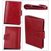 Antimagnet RFID Genuine Leather Wallet / Passport Package / Cowhide Card Slot for man(Red) Eurekaonline