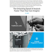 Anytek L3 Intelligent Hidden Fingerprint Padlock Electronic Lock, 10 Fingerprint Edition Eurekaonline