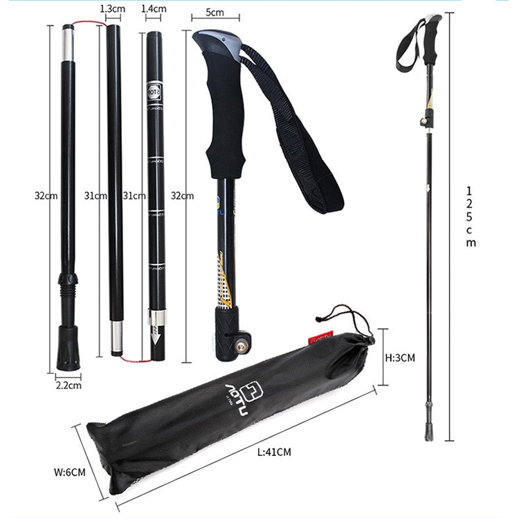 Aotu AT7558 125cm Aluminum Alloy Outdoor Camping Folding Corky Trekking Poles EVA Handle Alpenstock Eurekaonline