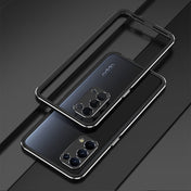 Aurora Series Lens Protector + Metal Frame Protective Case For OPPO Reno5(Black Silver) Eurekaonline