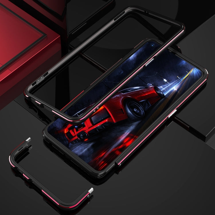 Aurora Series Lens Protector + Metal Frame Protective Case For OPPO Reno5(Red Silver) Eurekaonline