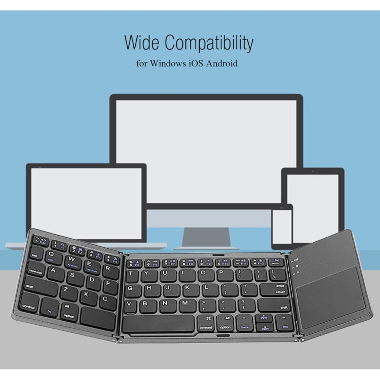 B033 Rechargeable 3-Folding 64 Keys Bluetooth Wireless Keyboard with Touchpad(Grey) Eurekaonline