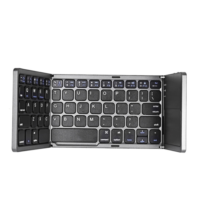 B033 Rechargeable 3-Folding 64 Keys Bluetooth Wireless Keyboard with Touchpad(Grey) Eurekaonline