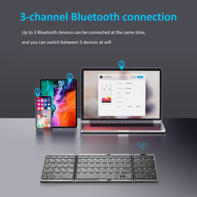B089T Foldable Bluetooth Keyboard Rechargeable with Touchpad(Grey) Eurekaonline