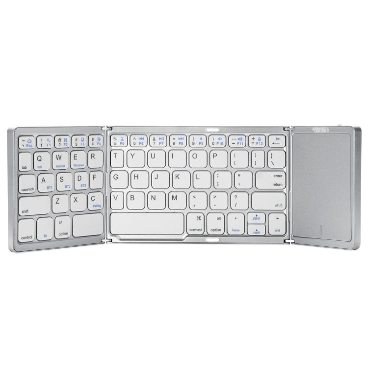 B089T Foldable Bluetooth Keyboard Rechargeable with Touchpad(Silver) Eurekaonline