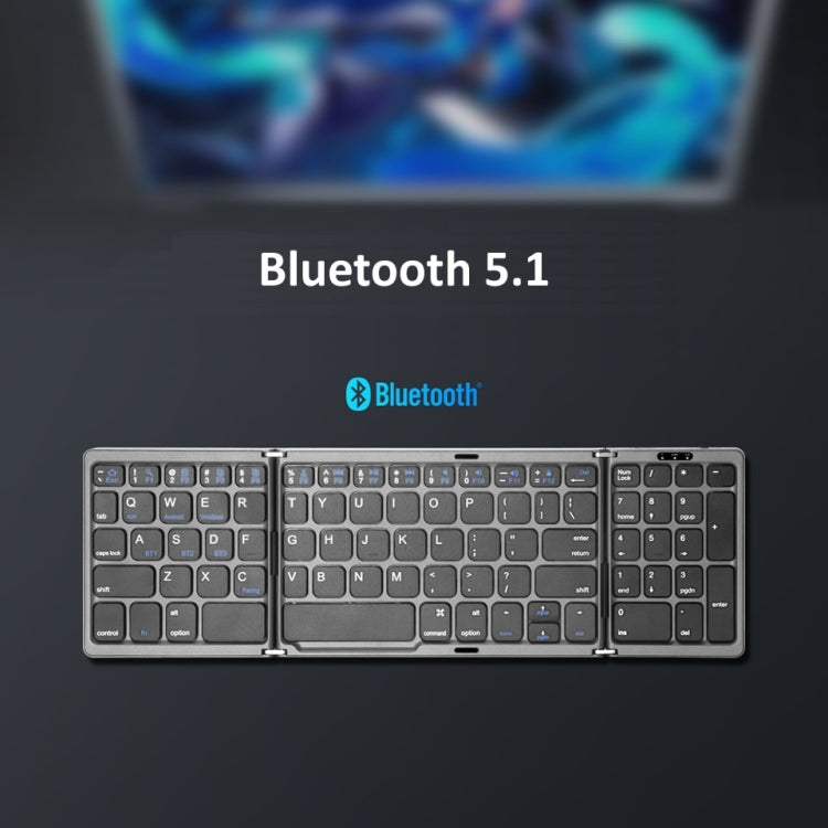 B089T Foldable Bluetooth Keyboard Rechargeable with Touchpad(Silver) Eurekaonline