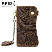 B161 RFID Retro Anti-Degaussing Iron Chain Leather Wallet(Brown Embossed Tiger) Eurekaonline