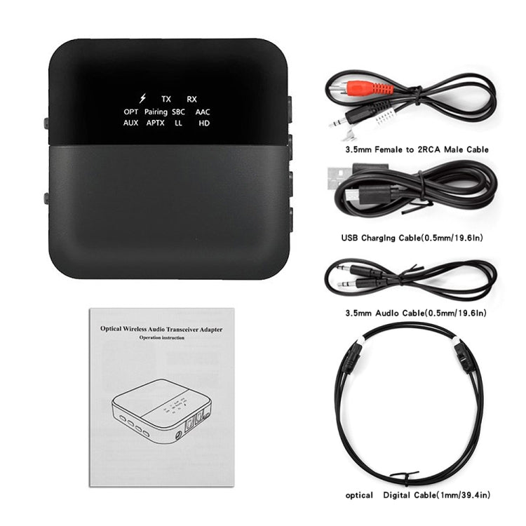 B20 2 in 1 Bluetooth 5.0 Audio Adapter Transmitter Receiver, Support Optical Fiber & AUX & LED Indicator Eurekaonline