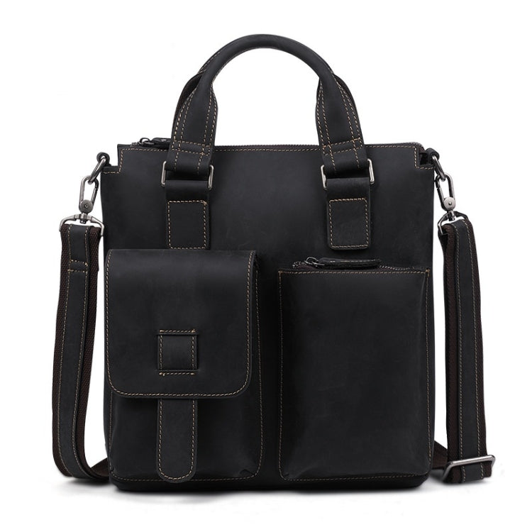 B259 Retro Business Men Bag Vertical Portable Briefcase Messenger Bag, Size: 34x33x6cm(Black) Eurekaonline