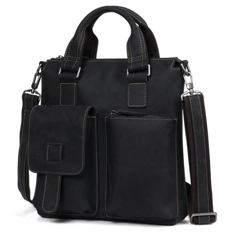 B259 Retro Business Men Bag Vertical Portable Briefcase Messenger Bag, Size: 34x33x6cm(Black) Eurekaonline