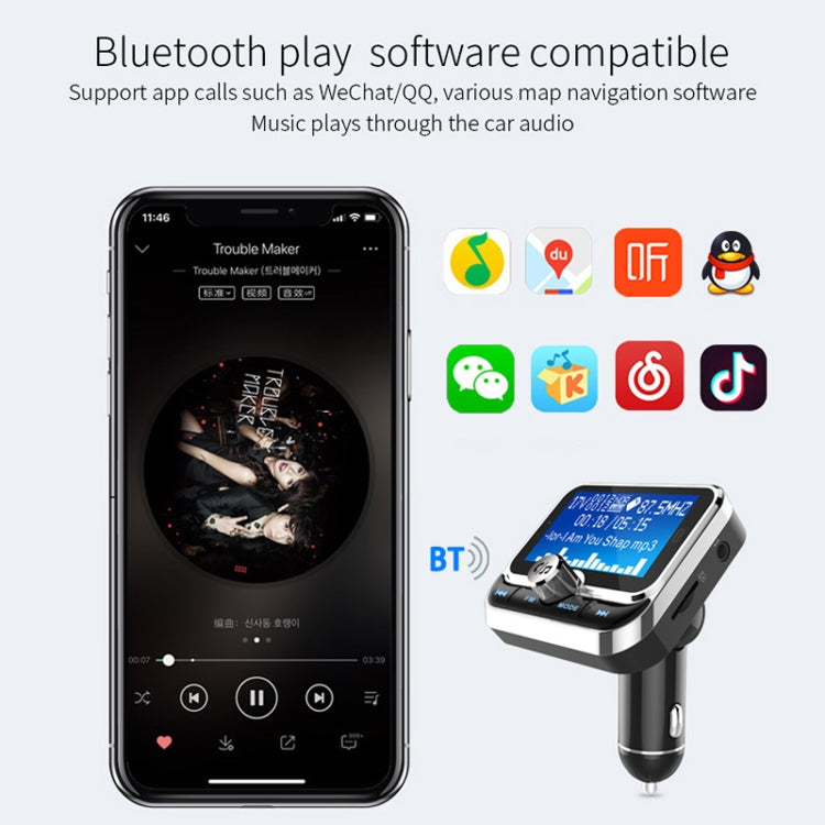 BC32 Dual USB Charging Bluetooth Hand-free Car Charger FM Transmitter MP3 Music Player Car Kit, Support Hands-Free Call & Micro SD Recording & Voltage Detection Eurekaonline