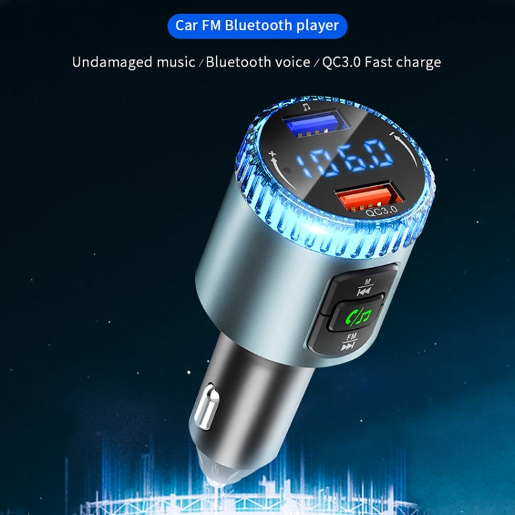 BC77 QC3.0 Fast Charging Car Bluetooth Hands-free MP3 Player FM Transmitter(Navy Blue) Eurekaonline