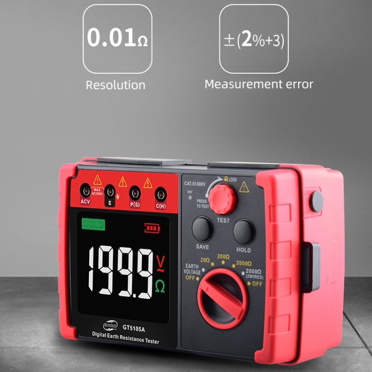 BENETECH GT5105A Professional LCD Digital Resistance Tester Meter Megger Earth Ground Resistance Voltage Tester Eurekaonline